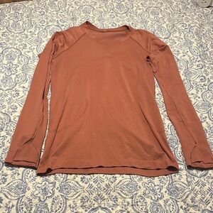 Lululemon Athletica Orange Long Sleeve Fitted Tee